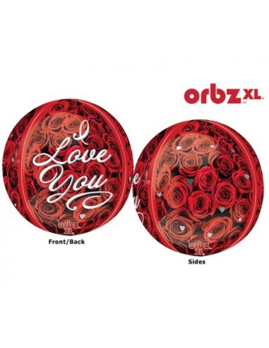 Palloncino Love Rose Rosse I Love You - Sfera Orbz XL - Anagram - 38 cm x 40 cm - 1 pz