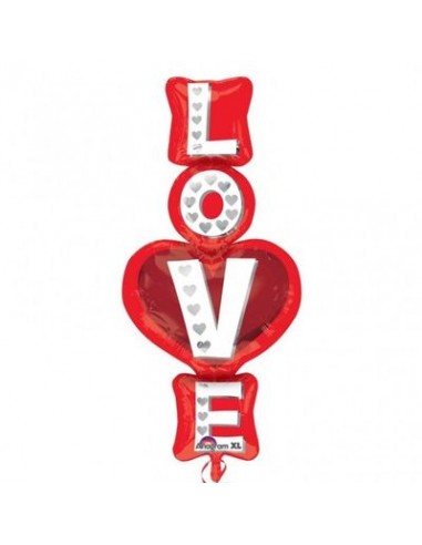 Palloncino Love Scritta tridimensionale LOVE verticale - SuperShape - Anagram - L 50 cm  x 99 cm H - 1 pz