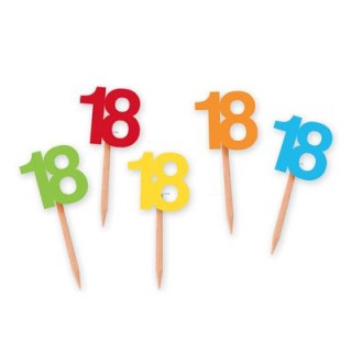 Confezione 25 stuzzicadenti  PICKS sagomati 18 Anni   per muffin , cupcakes , dolcetti o salatin  Big Party