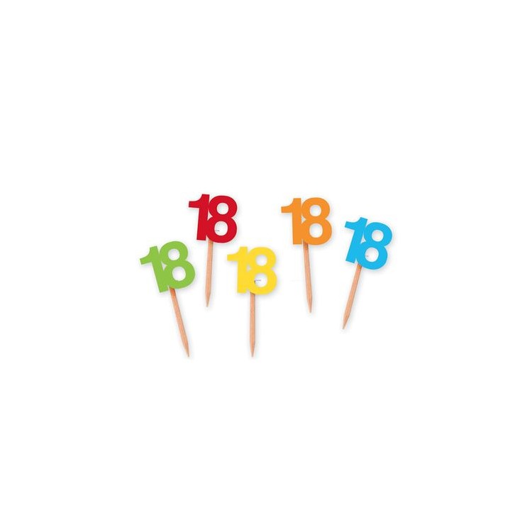 Confezione 25 stuzzicadenti  PICKS sagomati 18 Anni   per muffin , cupcakes , dolcetti o salatin  Big Party