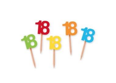 Confezione 25 stuzzicadenti  PICKS sagomati 18 Anni   per muffin , cupcakes , dolcetti o salatin  Big Party
