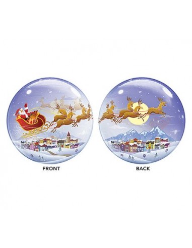 Palloncino Natalizio(Babbo Natale con slitta e renne) Bubbles Qualatex - 22/ 56 cm - 1 pz