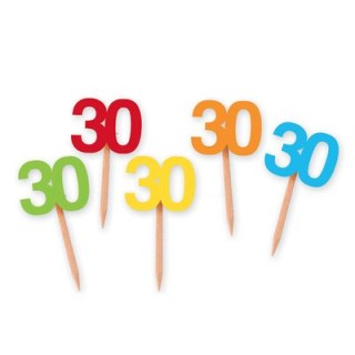 Confezione 25 stuzzicadenti  PICKS sagomati 30 Anni   per muffin , cupcakes , dolcetti o salatin  Big Party
