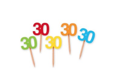 Confezione 25 stuzzicadenti  PICKS sagomati 30 Anni   per muffin , cupcakes , dolcetti o salatin  Big Party