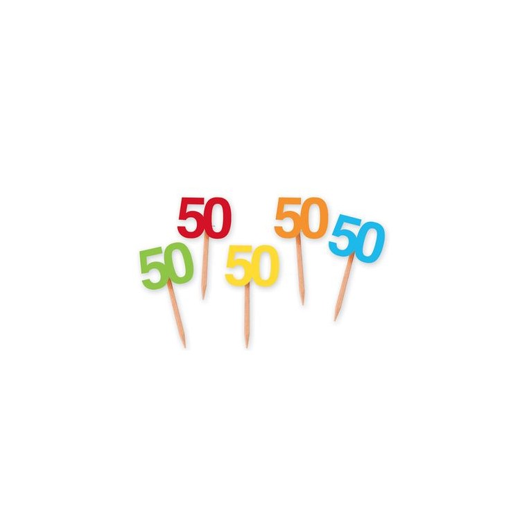 Confezione 25 stuzzicadenti  PICKS sagomati 50 Anni   per muffin , cupcakes , dolcetti o salatin  Big Party