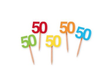 Confezione 25 stuzzicadenti  PICKS sagomati 50 Anni   per muffin , cupcakes , dolcetti o salatin  Big Party