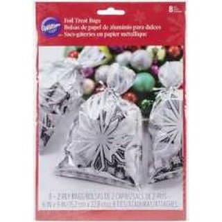 Confezione da 8  sacchetti argentati stella di ghiaccio (Frozen - Natale) - 15 cm x 23 cm WILTON