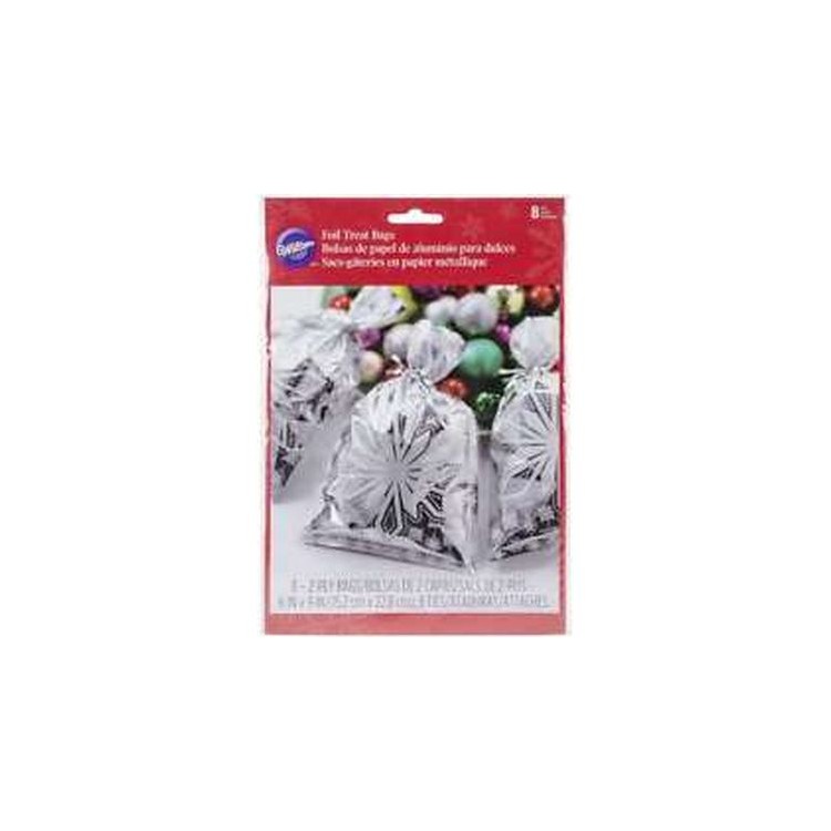 Confezione da 8  sacchetti argentati stella di ghiaccio (Frozen - Natale) - 15 cm x 23 cm WILTON