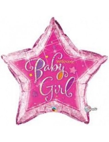 Palloncino stella Nascita Welcome Baby Girls   Super shape - Qualatex -36 / 91 cm - 1 pz