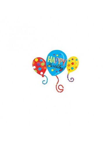Palloncino Tre Palloncini attaccati con scritta Happy Birthday - SuperShape - Anagram - 86 cm x 78 cm - 1 pezzo