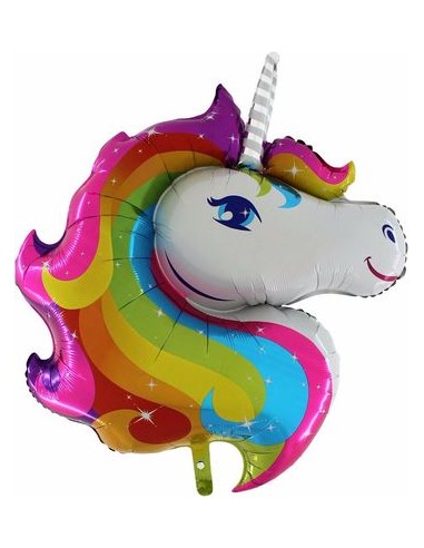 Palloncino Unicorno arcobaleno(Testa Unicorno)  - SuperShape -  - 37/ 73 cm - 1 pz