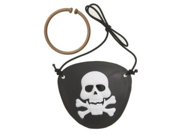 Copri Occhio con teschio e Orecchini Pirata - plastica - 4 pezzi - Unique