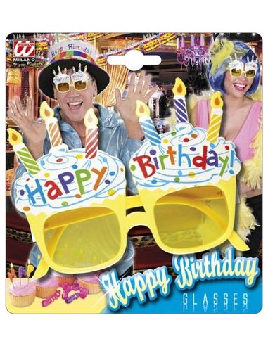  Occhiali Happy Birthday in plastica multicolors  pz 1