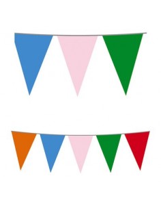 Bandierine blù,celeste , rosa, verde chiaro , verde scuro e lilla - L 10 metri / 20  cm x 30 cm H  - Big Party
