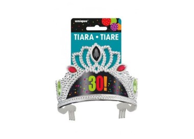 Corona / Tiara Compleanno 30 anni - 1 pezzo - plastica - color argento e colorata - Unique