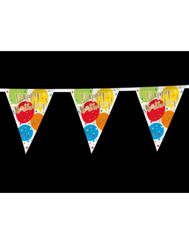 Bandierine Happy Birthday stampa palloncini - L 3,65 metri / 13 bandierine - 24 cm x 30 cm H - Unique