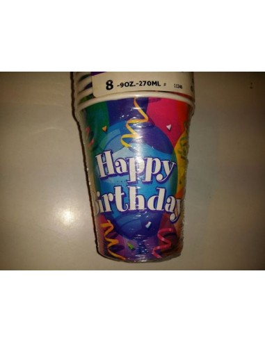 Bicchieri Happy Birthday - 8 pezzi - da 270 ml