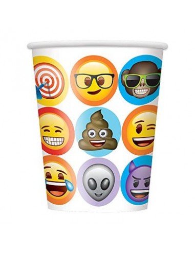 Bicchieri in carta   Emoji-Emoticon 270 ml  8  pezzi - Unique