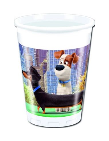 Bicchieri PETS - VITA DA ANIMALI - Confezione da 8 pezzi - plastica - da 200 ml - (Secret Life of Pets) Nuovo