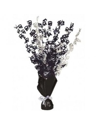 Centrotavola a fontana nero  e argento  40 anni di Compleanno  - misura 45 cm H - UNIQUE -  1 pz