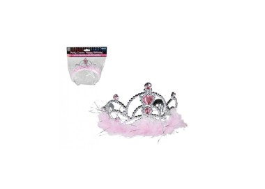 Coroncina (diadema o tiara) per compleanno o party color argento con  cuori - 1 pezzo - plastica
