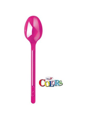 Cucchiai colore fucsia  in plastica conf. da 20 pz  dimensione 18 cm