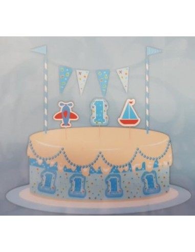 Decorazione per torta  1° Compleanno Bambino - Kit 5 pz