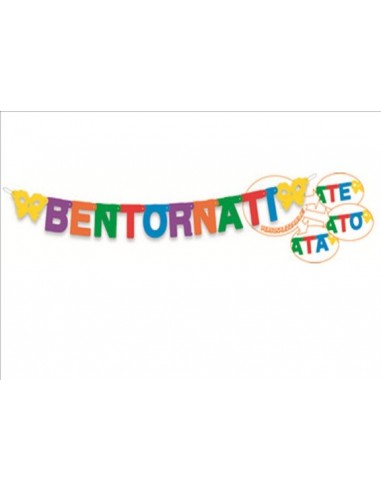 Festone BENTORNATI,BENTORNATO , BENTORNATA , BENTORNATE  Personalizzabile  - L 2,80  x 20 cm H - -  1 pz