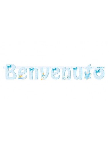 Festone BENVENUTO Nascita Bambino - L 140 x 22,5 cm H - Party & Co