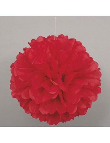 Festone / Palla / Pom Pom di Carta Velina - colore Rosso - diametro 40,64 cm - confezione da 1 pezzo - Unique