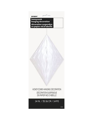 Festone a Rombi Tridimensionali di Carta Velina - Colore Bianco - Dim. 35,56 cm - Confez. 1 pezzo - Unique
