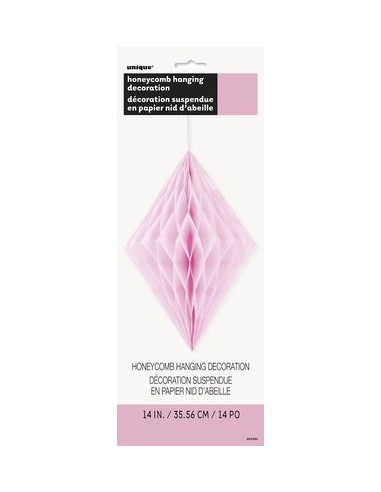 Festone a Rombi Tridimensionali di Carta Velina - Colore Rosa - Dim. 35,56 cm - Confez. 1 pezzo - Unique