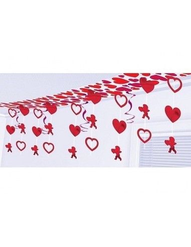 Festone filare soffitto Love - largo 30,5 cm x 3,04 m - rosso - Amscan - 1 pz