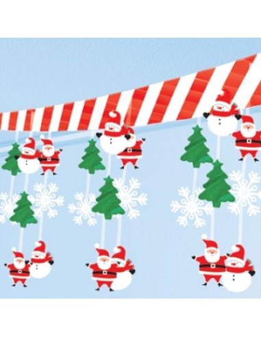 Festone filare soffitto Natale - largo 30,5 cm x 3 m - rosso e bianco - Amscan - 1 pz