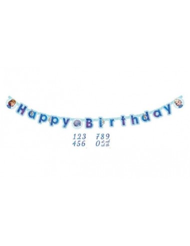 Festone Frozen Happy Birthday Personalizzabile con Numero Età - L 1,8 metri - Amscan -  1 pz