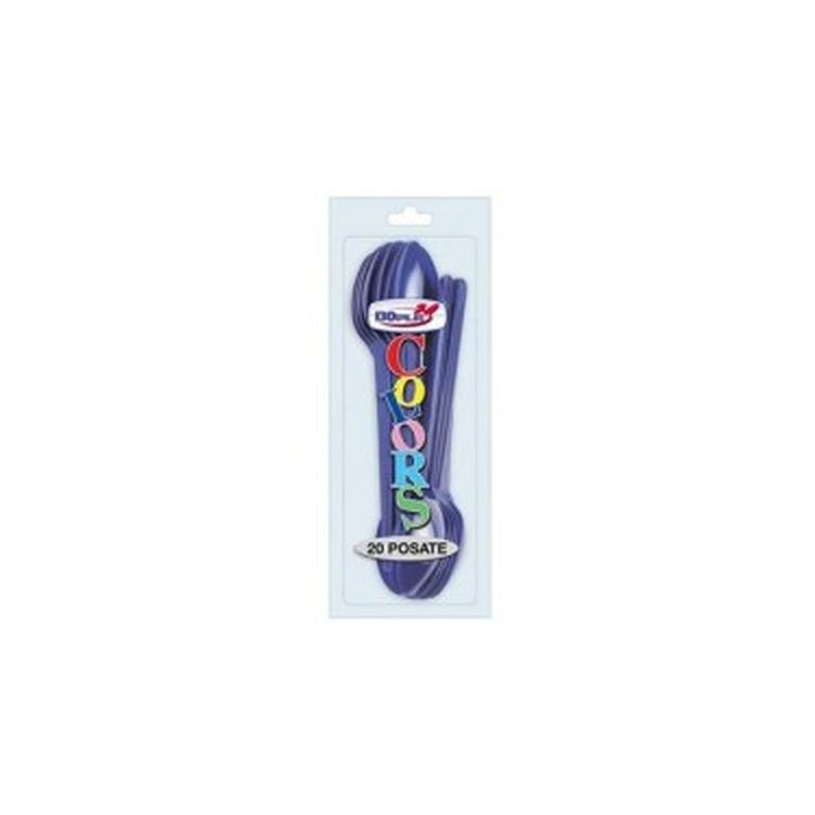 Cucchiai colore Blù in plastica conf. da 20 pz  dimensione 18 cm