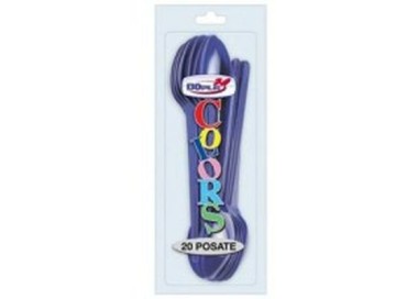 Cucchiai colore Blù in plastica conf. da 20 pz  dimensione 18 cm