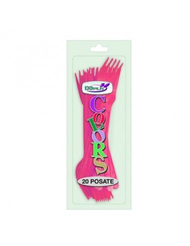 Forchetta  colore fucsia  in plastica conf. da 20 pz  dimensione 18 cm