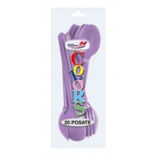 Cucchiai colore lilla in plastica conf. da 20 pz  dimensione 18 cm
