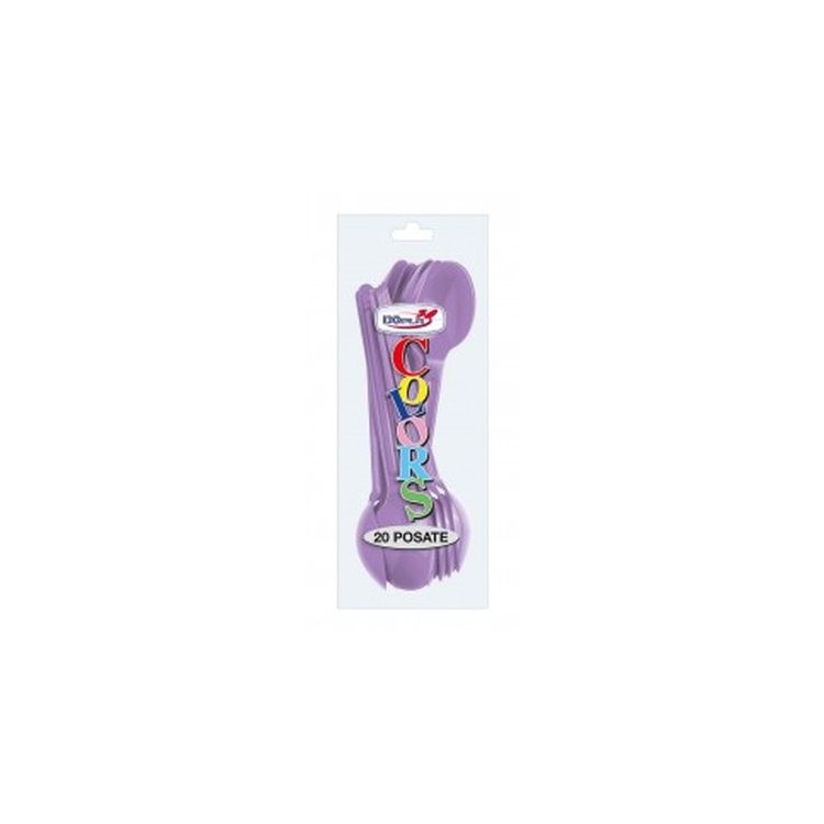 Cucchiai colore lilla in plastica conf. da 20 pz  dimensione 18 cm