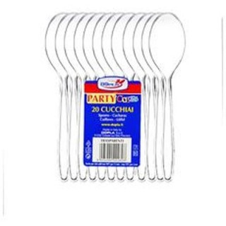 Cucchiai colore Trasparente  in plastica conf. da 20 pz  dimensione 18 cm