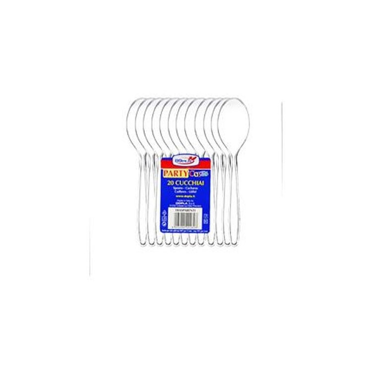 Cucchiai colore Trasparente in plastica conf. da 20 pz dimensione 18 cm Cucchiai colore Trasparente in plastica conf. da 20 pz dimensione 18 cm
