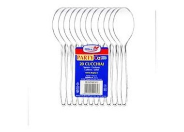 Cucchiai colore Trasparente  in plastica conf. da 20 pz  dimensione 18 cm