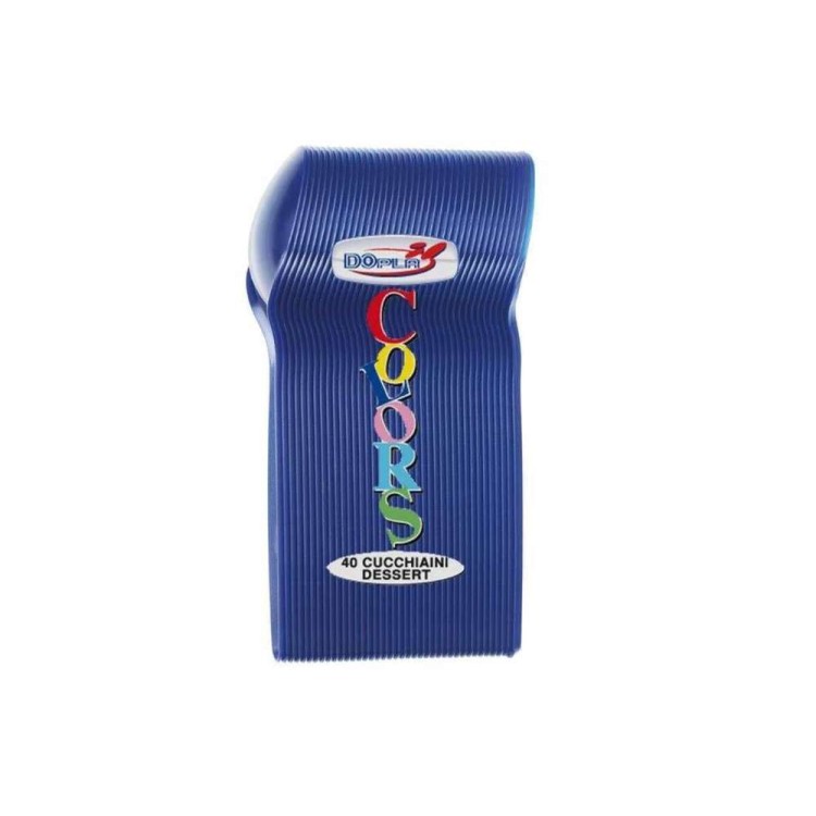 Cucchiaini dessert  colore blu  in plastica conf. da 40 pz  dimensione 12,5 cm
