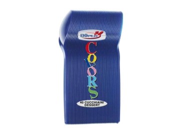 Cucchiaini dessert  colore blu  in plastica conf. da 40 pz  dimensione 12,5 cm