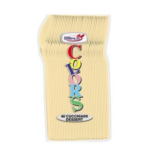Cucchiaini dessert  colore crema  in plastica conf. da 40 pz  dimensione 12,5 cm