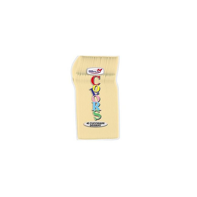 Cucchiaini dessert  colore crema  in plastica conf. da 40 pz  dimensione 12,5 cm