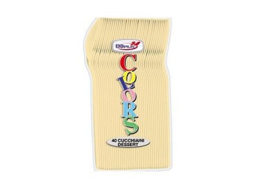 Cucchiaini dessert  colore crema  in plastica conf. da 40 pz  dimensione 12,5 cm