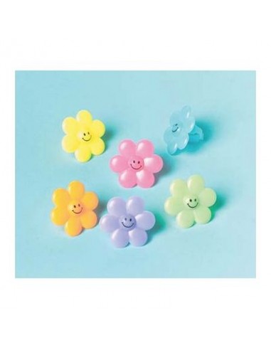 Kit 24 ANELLI CON Gmargherite colorate per Bambine per Compleanno - Confez. 24 pezzi - plastica - Amscan