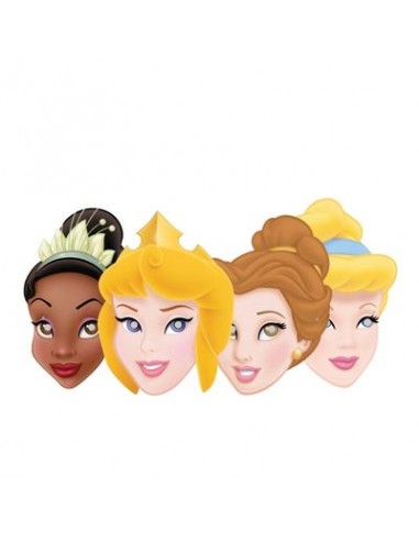 Kit 4 Maschere Principesse Disney per Compleanno - 4 pezzi - cartoncino - Amscan